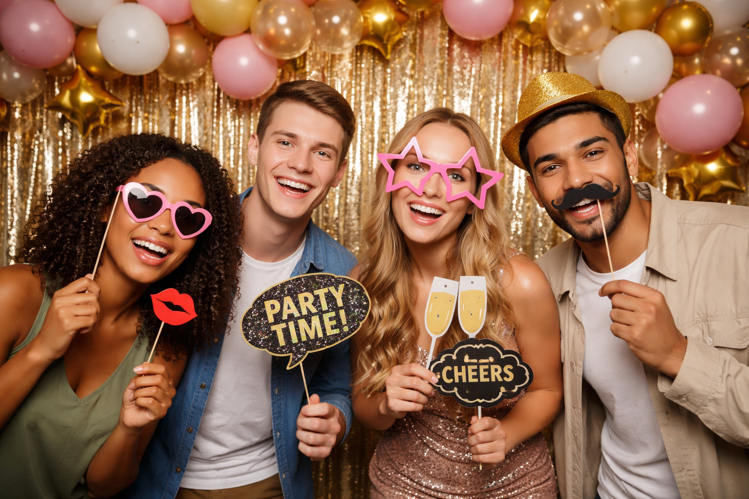 Guests enjoying an Aura Party Photobooth event